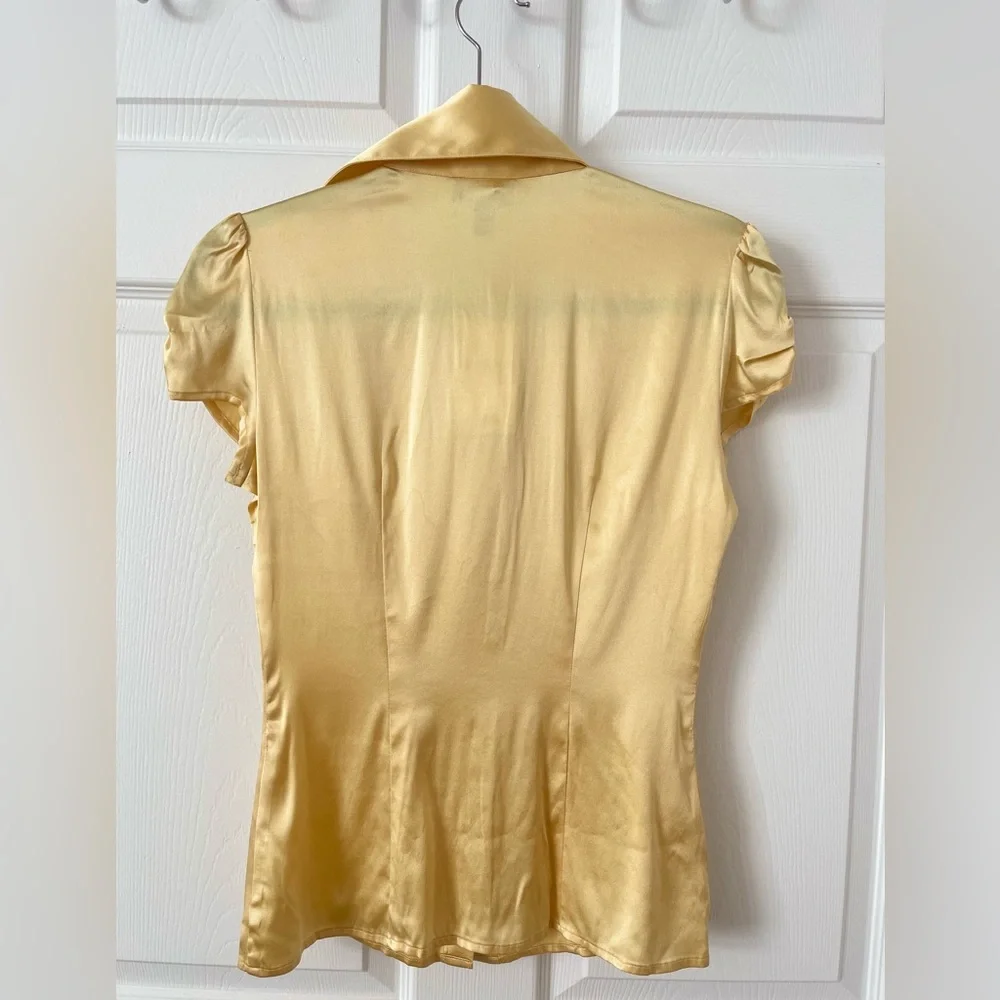 Bebe Women's Gold Button Down Shirt. 96% Silk! - Picture 4 of 7